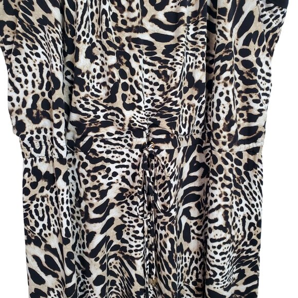 Calvin Klein Womens Size 1X Dress Animal Print Maxi Keyhole Flowing Drawstring - Picture 7 of 12